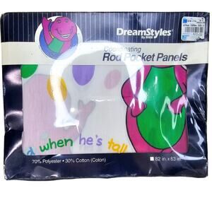 Vtg Barney Dinosaur Curtains New Sealed Bibb DreamStyles 90s Panels 82"x63" NIB